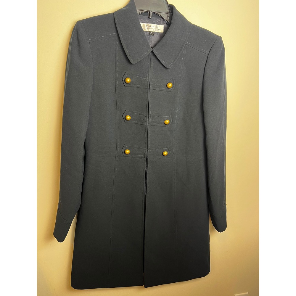 Tahari Arthur S Levine Women Black Military Style Jacket Size‎ 6